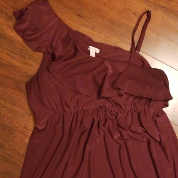 Soma Dresses & Skirts - Soma L burgundy ruffle one shoulder dress